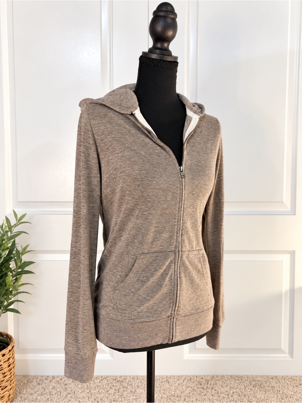GAP Taupe Zip-Up Hoodie with Hood